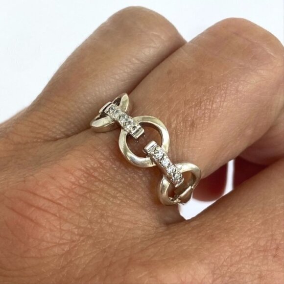 Silver Plated 8MM Cubic Zirconia Circle Bar Band Ring Size 8.75 - Picture 2 of 16